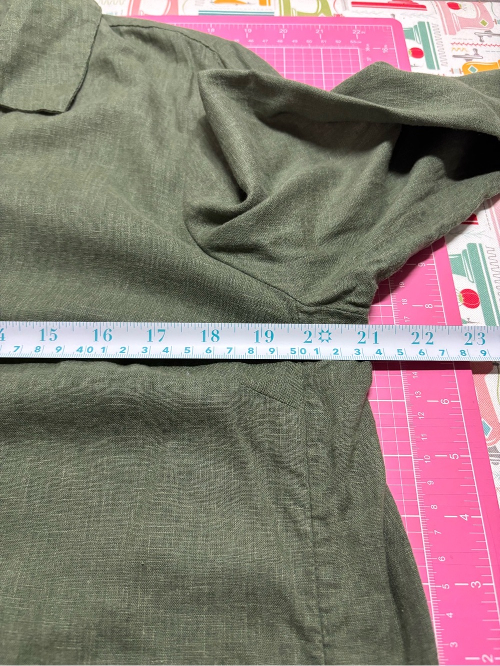 New Directions Women Large Green Linen Lyocell Tunic Roll Tab Sleeve Lightweight - Picture 10 of 11